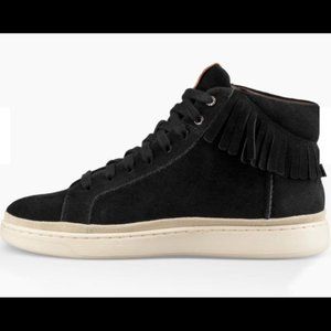 UGG Brecken High Fringe Suede Black Sneaker